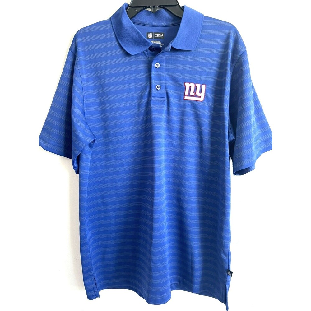 New York Giants NFL Blue Striped Polo Shirt Size Large